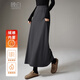 晚白【斷碼清倉】時(shí)尚彈力氣質(zhì)長(cháng)裙高腰純色針織半裙 深灰色 M