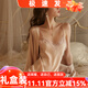 貓惑純欲風(fēng)帶胸墊冰絲睡衣女士吊帶仿真絲性感情趣睡裙裙子家居服套裝 香檳色【無(wú)胸墊】【睡裙+睡袍】 L 【適合95-115斤】