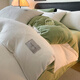 純色牛奶絨四件套秋冬加厚保暖珊瑚法蘭絨被套床單床笠床上用品 米月白橄欖綠【加絨加厚】 床單款 1.2m三件套-被套150*200