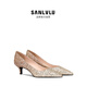 SANLVLU香港 吉娜同款高跟鞋銀色水晶鞋訂婚鞋女2025新款仙女鞋主婚紗鞋 浮光躍金/5cm（pink臻享禮盒裝） 38
