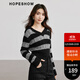 紅袖撞色黑灰條紋針織衫冬季2024新款女裝收腰正肩V領(lǐng)高級感氣質(zhì)上衣 灰條711 M