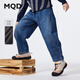 馬騎頓【加絨】【彎刀褲】MQD男童25冬新款街潮百搭牛仔褲 中牛仔藍 150