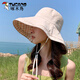 啄木鳥(niǎo)（TUCANO）雙面格子漁夫帽女春夏天可折疊防曬遮陽(yáng)帽大沿太陽(yáng)帽子遮臉韓版潮 米色 雙面可帶(55-60cm)