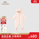 英氏（YEEHOO）【商場(chǎng)同款】嬰兒羽絨服冬季連體衣保暖超韌絨腳套羽絨寶寶衣服 甜粉蜜桃【建議溫度5-12℃】 73 cm