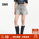 森馬（Semir）牛仔褲女寬松美式熱褲酷颯風(fēng)夏街頭毛邊短褲復古辣妹103324122010
