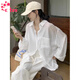 CTOX法式棉麻白色防曬衣襯衫女款夏季薄款外搭開(kāi)衫寬松休閑亞麻上衣服 白色 M 95-105斤