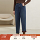 纖莉秀大碼女裝休閑簡(jiǎn)約通勤百搭加絨保暖牛仔褲胖mm2025冬裝新款4676 牛仔藍 2XL