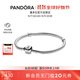 潘多拉（PANDORA）硬糖手鏈925銀柱形扣簡(jiǎn)約diy蛇骨鏈情侶款生日禮物送女友