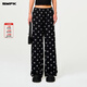 SMFK黑花園闊腿運動(dòng)褲寬松顯瘦長(cháng)褲秋冬休閑褲明星同款P0009BG 黑花園 S