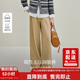 茵曼純棉休閑高腰闊腿褲2025秋女裝新款顯瘦寬松西裝褲 卡其色 27