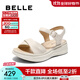 百麗（Belle）寬條帶休閑涼鞋女商場(chǎng)同款真皮厚底涼鞋D6N2DBL5 米白 37 (235mm)