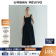 UR2025夏季新款女時(shí)尚休閑氣質(zhì)百搭方領(lǐng)吊帶連衣裙UWM750054 正黑 M