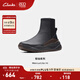 Clarks其樂(lè )輕動(dòng)系列女鞋冬季時(shí)尚復古潮流舒適拉鏈平跟及踝靴襪靴 黑色 261747274 37