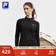 FILA 斐樂(lè )25冬季新款健身運動(dòng)半拉鏈瑜伽跑步內搭加絨保暖女子長(cháng)袖T恤 深黑-BK L 170/88A/L
