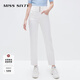 MISS SIXTY白色牛仔褲女三環(huán)高腰顯瘦直筒褲簡(jiǎn)約復古百搭七分褲 白色 25