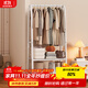 安爾雅衣帽架鐵藝衣架落地臥室內立式簡(jiǎn)易雙層掛衣架可移動(dòng)掛鉤晾衣服架