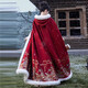 卡輯（KAARJIYY）大氅披風(fēng)女冬天結婚新娘秀禾服斗篷紅色漢服加絨中國風(fēng)毛披肩冬季 織金喜鵲 S (155)