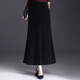 金絲絨波點(diǎn)魚(yú)尾裙半身裙冬季一步裙中長(cháng)款荷葉邊包臀顯瘦印花長(cháng)裙 黑色 4XL /2尺5-32碼