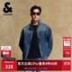 杰克·瓊斯（JACK&JONES）25年男裝秋季牛仔外套男潮流立領(lǐng)寬松休閑上衣藍色拉鏈復古夾克 E39中藍牛仔 常規 M （175）