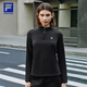 FILA 斐樂(lè )官方女子針織長(cháng)袖衫2025冬季新款健身運動(dòng)加絨半拉鏈長(cháng)T 深黑-BK M 165/84A/M