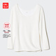 優(yōu)衣庫女裝HEATTECH EXTRA WARM棉混紡U領(lǐng)T恤/8分袖秋衣469746 01 乳白色 2XL