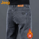 JEEP美國正品高端牛仔褲秋冬季男士修身直筒彈力寬松商務(wù)休閑長(cháng)褲春秋 煙灰色 加絨 【專(zhuān)柜同款】 36