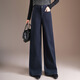 羊毛呢闊腿褲女冬季厚款保暖高腰時(shí)尚垂感新款寬松顯瘦直筒休閑褲 藏青色 厚款 L /2尺1-28碼