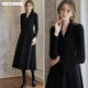ROEYSHOUSE羅衣氣質(zhì)針織連衣裙女2025秋冬V領(lǐng)大擺打底裙子09660 黑色 XL   