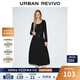 UR秋季新款女裝法式氣質(zhì)赫本風(fēng)顯瘦長(cháng)袖連衣裙UYV740012 黑色 M