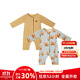 Milkbarn【2件裝】秋季嬰兒長(cháng)袖長(cháng)褲連體服男女寶寶哈衣爬服 灰藍牦牛-奶茶棕（2件裝） 73cm (6-12m)
