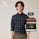 哈吉斯（HAZZYS）男裝秋季襯衣純棉方格斜紋長(cháng)袖襯衫男ASCZK1ACK36 藏青色NV XL (180/100A 50)