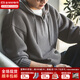馬登工裝 美式休閑菠蘿紋針織衫半拉鏈連帽加厚保暖毛衣男秋季 灰色 XL