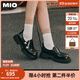 MIO米奧樂(lè )福鞋女2025春新款英倫粗跟單鞋豆豆鞋厚底黑色小皮鞋 古銅色 36