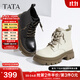 他她（TATA）張淼怡同款魔法靴厚底馬丁靴女靴子黑色加絨短靴秋冬女靴CES01DD4 米白（絨里） 38