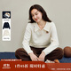 茵曼萌寵刺繡針織毛衣2025秋女裝新款甜美娃娃領(lǐng)上衣 花杏色 S