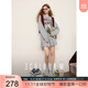 三彩2025春季新款兩件套衛衣套裝字母印花圓領(lǐng)套頭衫高腰百褶裙M