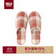 無(wú)印良品（MUJI）男女通用 棉法蘭絨 厚底拖鞋 男鞋女鞋秋冬季 磚紅色格紋 38