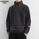 費洛仕奧利絨衛衣男青少年學(xué)生秋冬季半高領(lǐng)加絨加厚雙面絨打底衫冬裝潮 W937灰色 (加絨) 2XL (150-170斤)