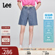 Lee涼涼褲25新品經(jīng)典五袋款設計輕薄天絲女百慕大牛仔短褲顯瘦潮 中藍色 26