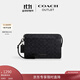 蔻馳（COACH）【專(zhuān)享直降】奧萊男士經(jīng)典標志老花拉鏈長(cháng)款手拿包錢(qián)包 QB/炭黑色/黑色