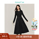 茵曼（INMAN）【商場(chǎng)同款】梭織提花連衣裙2025春秋季女裝新品國風(fēng)長(cháng)袖長(cháng)裙子 黑色 M 160/84A