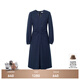 麥檬MM商場(chǎng)同款秋冬時(shí)尚綿羊毛梭織長(cháng)袖連衣裙女5DA394851 藏青 S