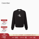 Calvin Klein Jeans秋季男士簡(jiǎn)約通勤ck疊印字母休閑純棉圓領(lǐng)衛衣J323609 BEH-黑色 L