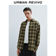 UR【明星同款】2026春季新款男裝復古格紋開(kāi)襟襯衫UUV250017 綠色格子 S