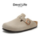 Devo軟木鞋男女時(shí)尚包頭鞋勃肯拖鞋新品休閑外穿拖鞋3624 灰色反絨牛皮 41 （建議拍小一碼）