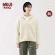 無(wú)印良品（MUJI）女式長(cháng)毛抓絨拉鏈連帽衫女外套長(cháng)袖25年冬季新品搖粒絨短外套女裝 象牙色 L （165/88A）