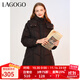 LAGOGO時(shí)尚黑色連帽羽絨服女拉谷谷冬季新款加厚高品質(zhì)中長(cháng)款外套 黑色(W1) M 160/38