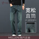 名郎（MELLEN）高端牛仔褲男春秋款2025新款寬松直筒休閑男褲闊腿中年男士長(cháng)褲子 微果綠KS09H 32 2尺5適合140斤左右