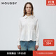 moussy 2025秋季新品甜美風(fēng)木耳邊娃娃領(lǐng)長(cháng)袖襯衫女028IAA30-1018 010白色 S