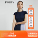 PORTS寶姿 商場(chǎng)同款新品女裝短袖拼色百褶連衣裙LL8D093KWT003 丈青 M (6)